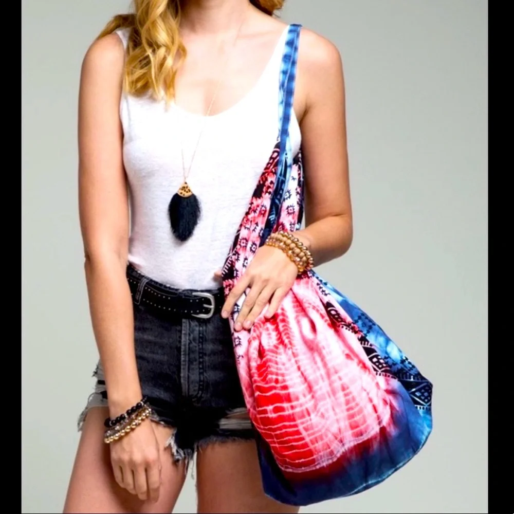 American Summer Party Soft and Sexy Full Zip Market Hobo Bag Festival Flag New